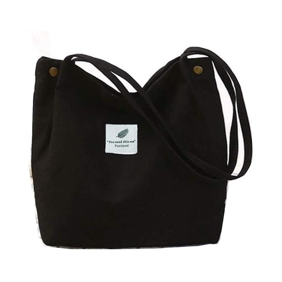 Sac à main pour femmes Grand sac en toile Sac à bandoulière Sac à poignée Femmes pour filles École Uni-upgraded-40 * 35 * 11noir