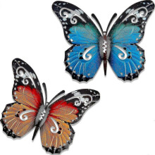 2 Pcs Large Metal Butterfly Outdoor Garden Decor Metal Wall Art Butterfly for Exterior Walls Fences