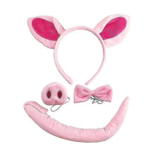 Soft Pink Pig Hair Hoop Nose Three-piece Set Halloween Hair Hoop Super Pink Pig Nose 4-piece Set