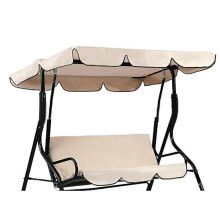 (beige, 190X132X15cm) Outdoor Garden Hammock Chair Awning Top Rain Cover Roof Canopy Canopy Swings