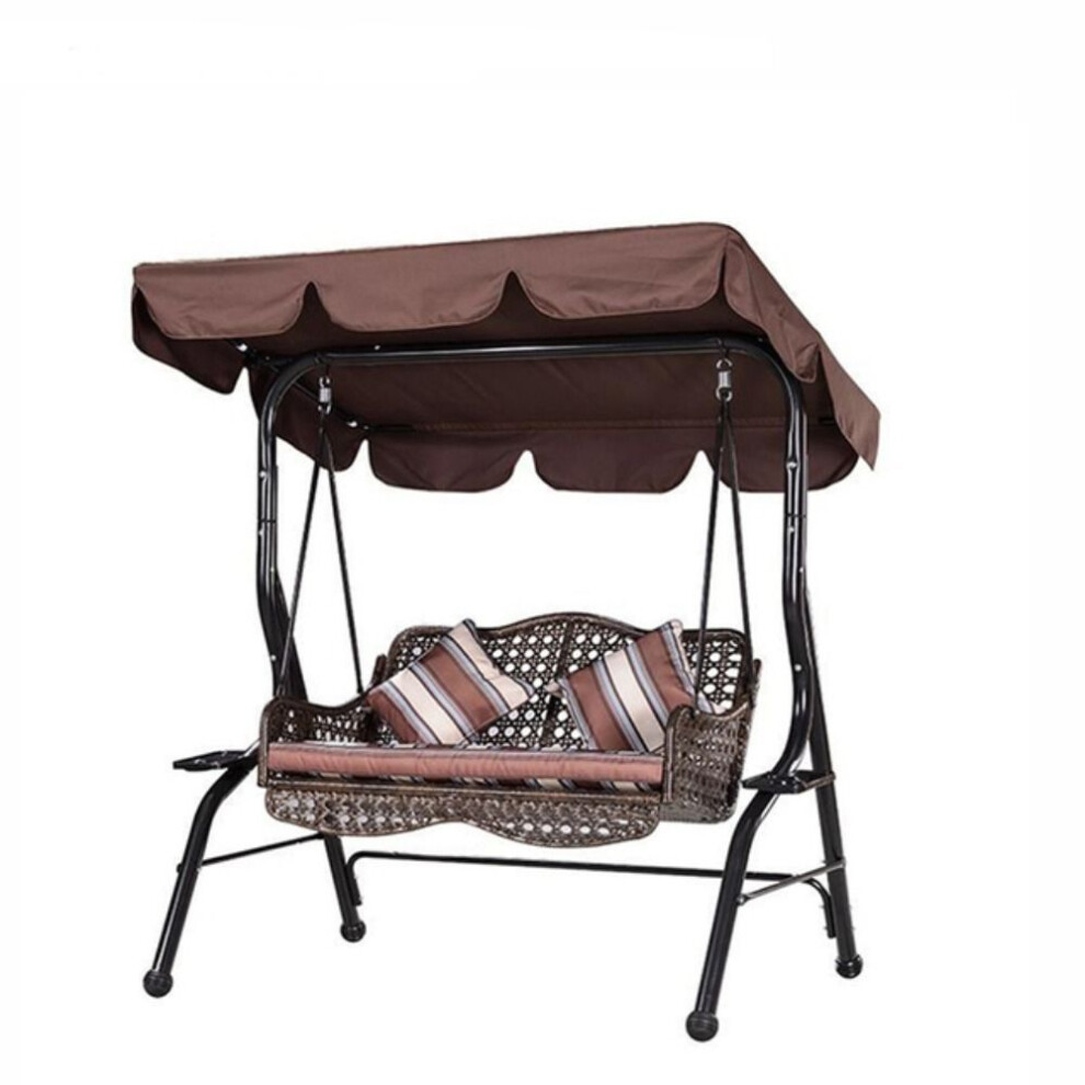 (coffee, 195X125X15cm) Outdoor Garden Hammock Chair Awning Top Rain Cover Roof Canopy Canopy Swings