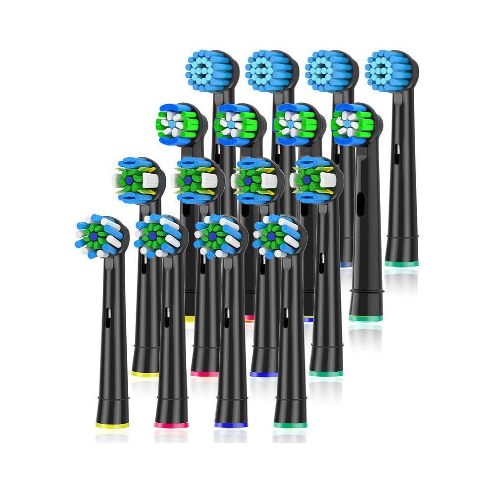 Black (16Pcs One-Size) Toothbrush Heads Replacement, Comfort Toothbrush Heads Compatible With Braun Oral B 7000/Pro 1000/9600/5000/3000/8000 Electric