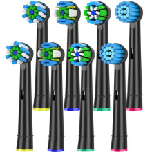 (8 Counts Black, one-size) Toothbrush Heads Replacement, Comfort Toothbrush Heads Compatible with Braun Oral B 7000/Pro 1000/9600/5000/3000/8000 Electric Toothbrush
