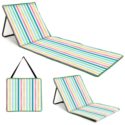just be... Folding Beach Chair Mat - Multicolour Stripes Light