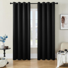 (Black, (100cm*130cm)*2Panels) Solid Color Curtain, 2 Counts Modern Simple Blackout Curtain, Home Decorative Curtain for Living Room Bedroom Kitchen Study Room