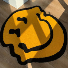 (Yellow, Small) Smile Shaped Non-slip Soft Fuzzy Rug, Non-slip Floor Mat Sweet Furniture for Home Decor Set, Area Rugs Living Room, Decorative Carpet for Bathroom