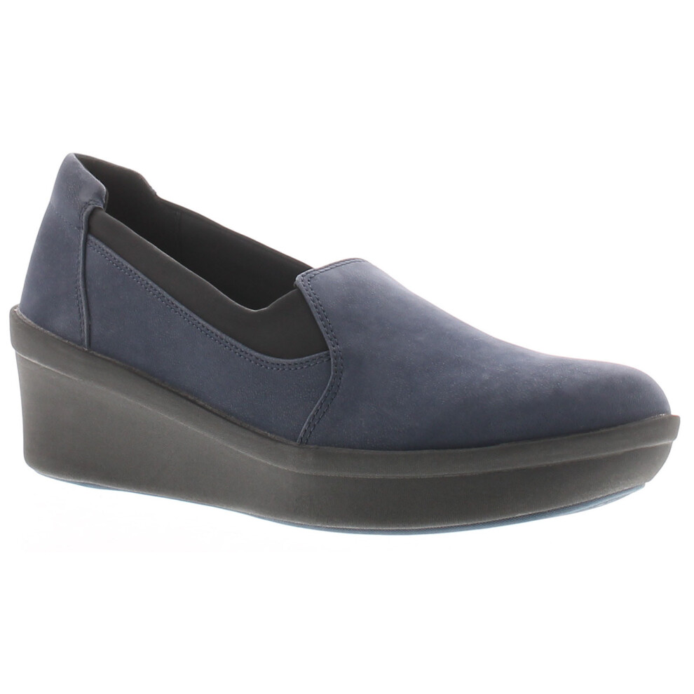 Clarks Womens Wedges Step Rose Moon Slip On navy UK Size