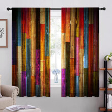 (Colorful Block, 150*166?2pc?) 2 Counts Colorful Block Print Curtain, Fashion Creative Home Curtain, Decorative Window Curtain for Home Living Room Bedroom, Christmas Gifts