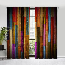 (Colorful Block, 210*230?2pc?) 2 Counts Colorful Block Print Curtain, Fashion Creative Home Curtain, Decorative Window Curtain for Home Living Room Bedroom, Christmas Gifts