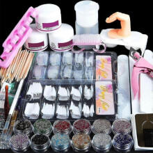 Acrylic Nail Kit Acrylic Powder with Everything Professional for Beginner Glitter Powder False Nail Tips