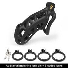 (Maxi) Men's Resin Nylon Chastity Belt Set with 4 Cock Penis Rings Sleeve Lock Cobra Cock Cage with Keys Male Extreme Bondage Sex Toys