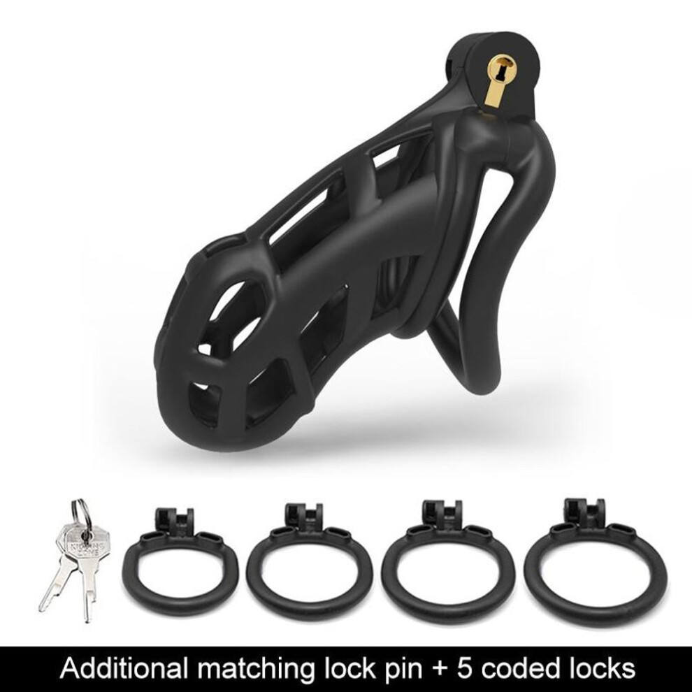 (Standard) Men's Resin Nylon Chastity Belt Set with 4 Cock Penis Rings Sleeve Lock Cobra Cock Cage with Keys Male Extreme Bondage Sex Toys