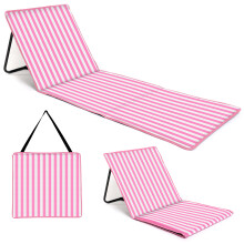 just be... Folding Beach Chair Mat - Pink Stripes