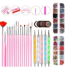 Nail Art Brushes Kit, 3d Nail Art Decorations Kit with Nail Dotting Tools Butterfly Nail Art Glitters Stickers Nail Art Rhinestones, Nail Foil, Nail A