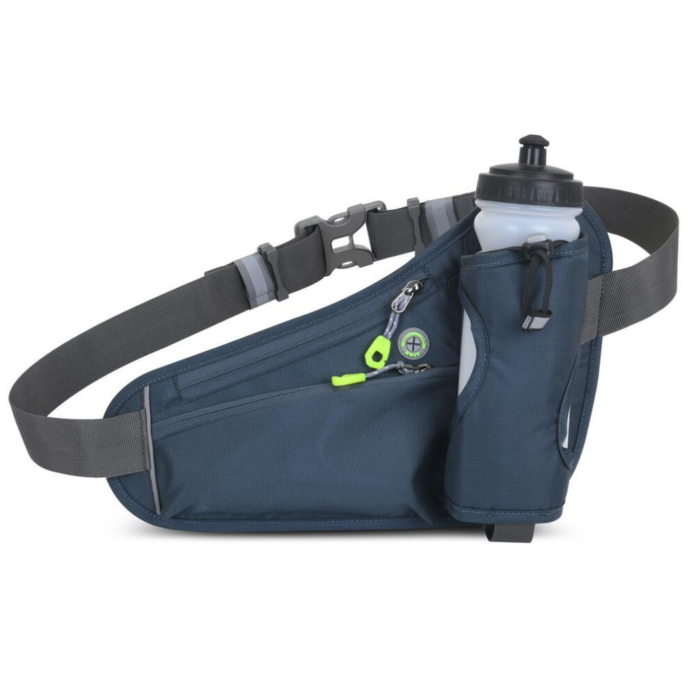 (dark gray) Sports Hydration Belt Bag Running Belt Waist Pack Bum Bag with Water Bottle Holder for Men Women