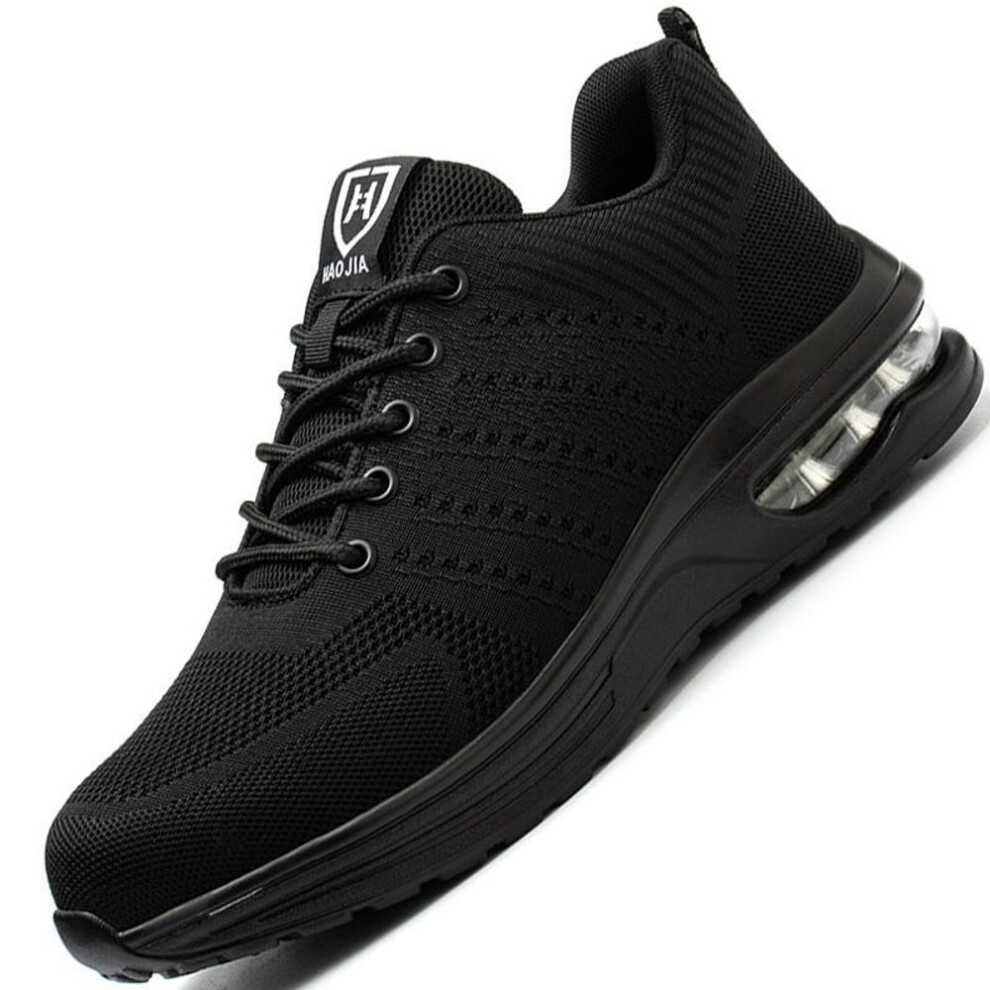 (black, 42) New Air Cushion Safety Shoes Men Women Work Sneakers Steel Toe Shoes Puncture-Proof Sport Work Shoes Men Indestructible Safety Boots Working Shoes