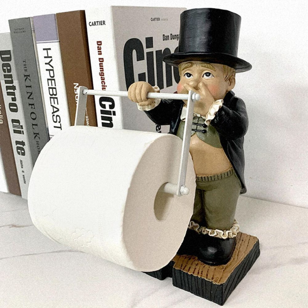 (black) Toilet Paper Holder For Bathrooms - Novelty Resin Statue Tissue Holders Decorative, Hold Roll Paper Within 11cm In Diameter, Housewarming Gift