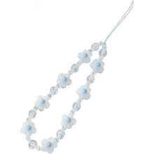 1PC Flower Beaded Mobile Phone Charms Lanyard Aesthetic Sweet Cute Phone Wrist Strap Anti-Lost Chain for Women Girls (blue)