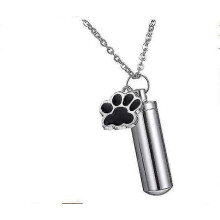 Stainless Steel Cylinder Cremation Ashes Urn Bottle Memorial Pendant Necklace