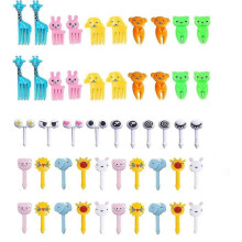 50pcs Mini Kids Animal Farm Fruit Fork Cartoon Snack Cake Dessert Food Fruit Toothpick