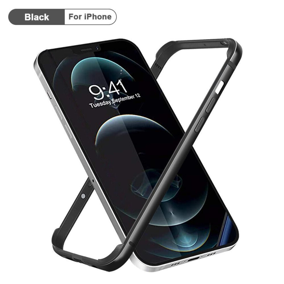 (black, For iPhone 8 Plus) Bumper Case For iPhone 14 15 16 13 12 Mini 11 Pro Max 12Pro 11Pro XR X XS Luxury Aluminum Metal Silicone Phone Frame Blue Black Accessories