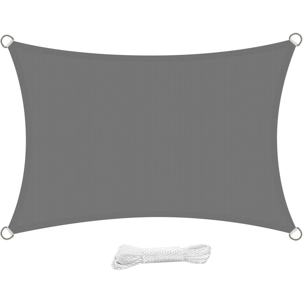 Voile d'ombrage imperméable 2 m x 3 m pour jardin, tonnelle, terrasse, protection UV à 95 %. Gris.