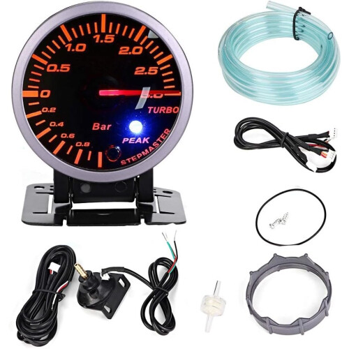 Medidor de turbo boost de 2,5 polegadas, 60 mm, 3,0 barras, LED, modificação automotiva, ponteiro de