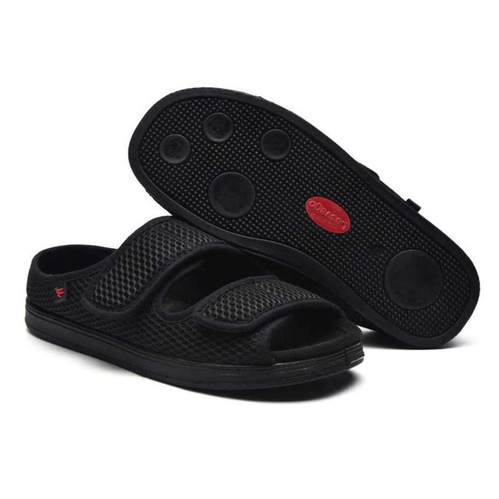 (black, 41) Women Men Diabetes Shoes, Wide Open Toe Sandals Adjustable Arthritis Edema Slippers for Elderly Diabetes Patient