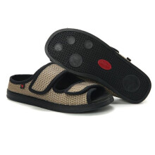 (khaki, 42) Women Men Diabetes Shoes, Wide Open Toe Sandals Adjustable Arthritis Edema Slippers for Elderly Diabetes Patient