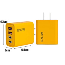 (US) 120W Fast Charging 4 Ports Mobile Phone Charger QC3.0 USB Type C Chargers Dual PD Wall Adapter EU/US/UK Plug for IPhone15 Xiaomi