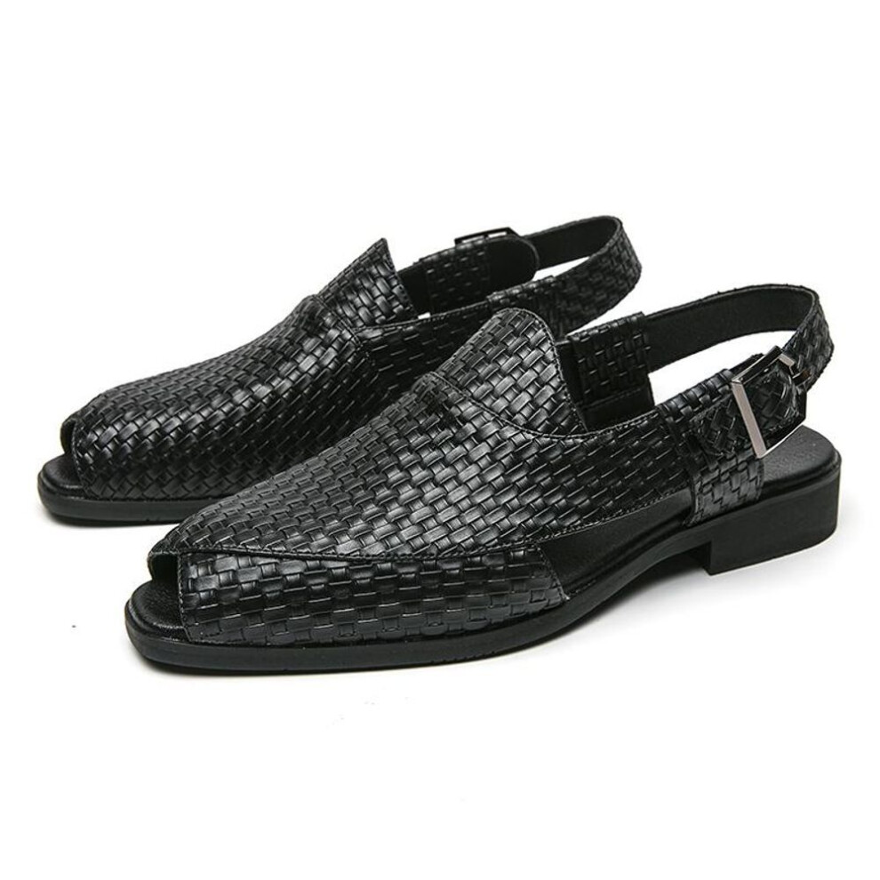 (black, 40) New British Style Sandals Men Summer Business Sandals For Men Good Quality Casual Wedding Shoes Sandals Men Yuppie Dress Shoes