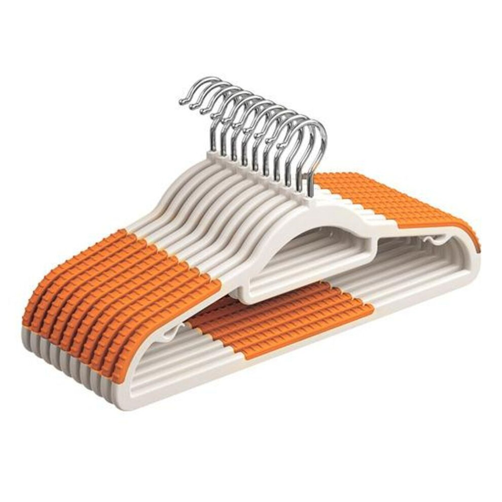 (orange) 10 Pcs Clothes Hanger Anti-slip Thickened Rotary Smooth Anti-scratch Seamless Great Load Bearing Stainless No Deformation Wet Dry Dual Use Hangers