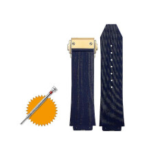 (Blau A Gold, 25 mm-19 mm) Uhrenarmband für Hublote 25 * 19 mm wasserdichtes Herrenuhrarmband Kettenuhr