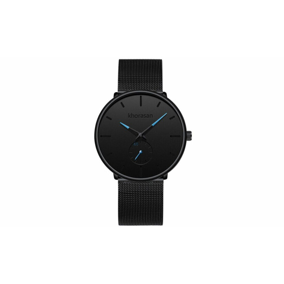 Montre à quartz minimaliste pour homme (bleue) avec bracelet en maille