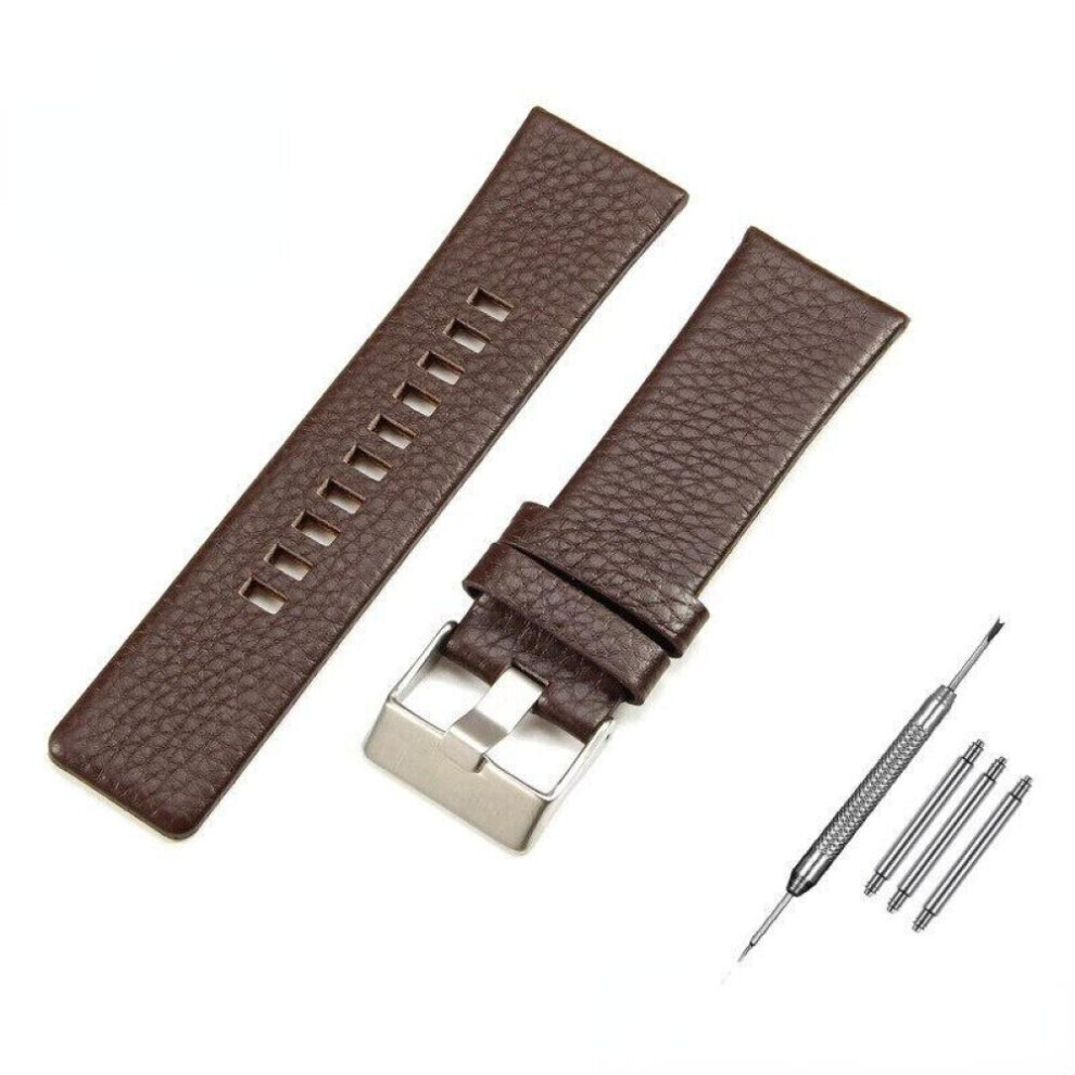 Bracelet en cuir véritable (marron, 28 mm) pour montre Diesel 30 mm, 28 mm, 24 mm, 26 mm, 22 mm, motif