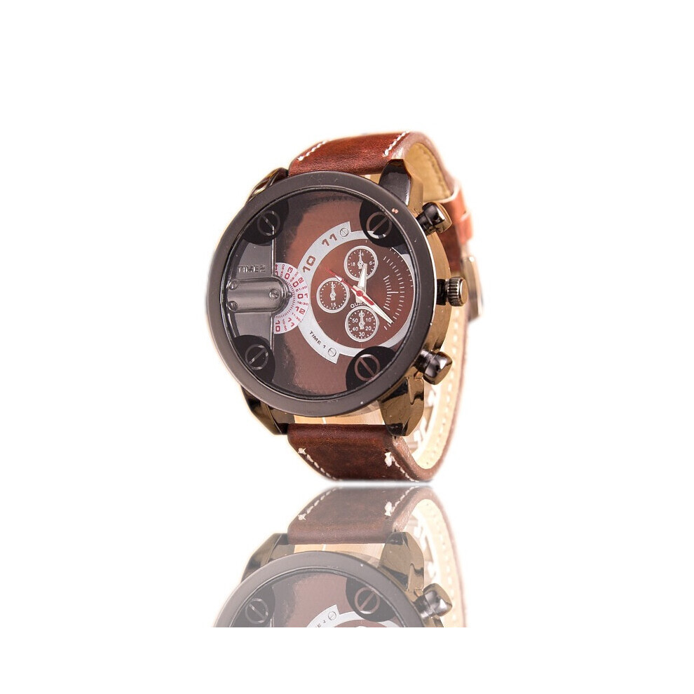 Montre-bracelet analogique à quartz pour homme (marron), nouvelle collection de luxe, boîtier en acier,