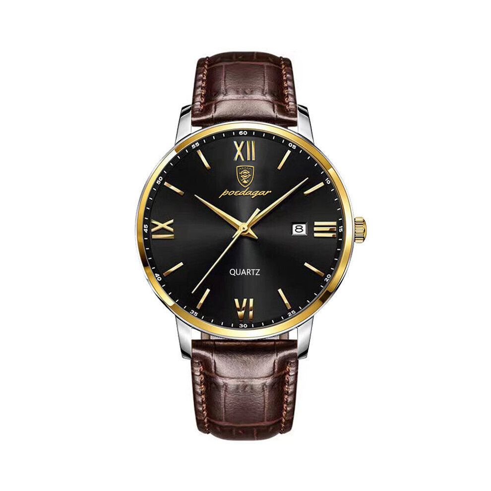 Montre automatique multifonctionnelle en acier pour homme (dorée et noire)