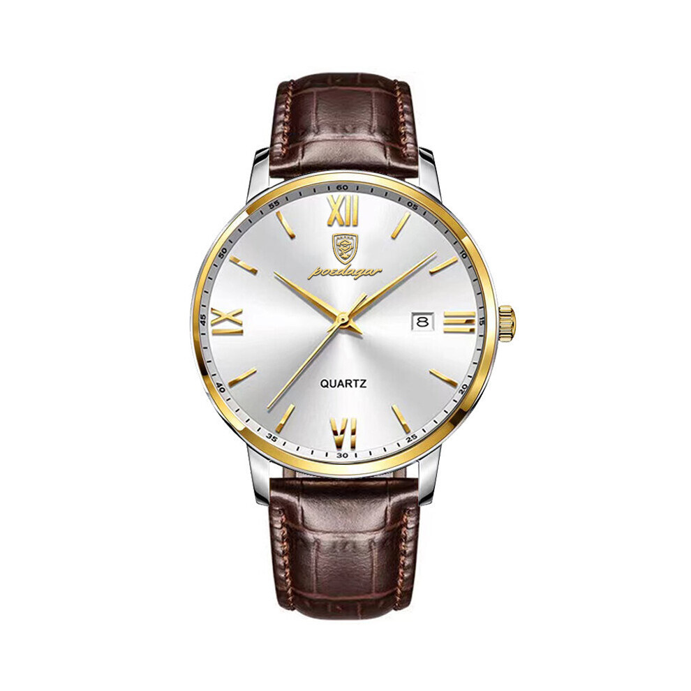Montre automatique multifonctionnelle en acier pour homme (dorée et blanche)