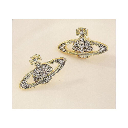 (Gold) Crystal Saturn HeartStudone Silver Gold