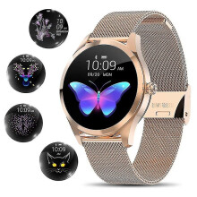 Montre connectée (dorée) pour femme, élégante et innovante, avec moniteur d'activité Bluetooth et étanchéité