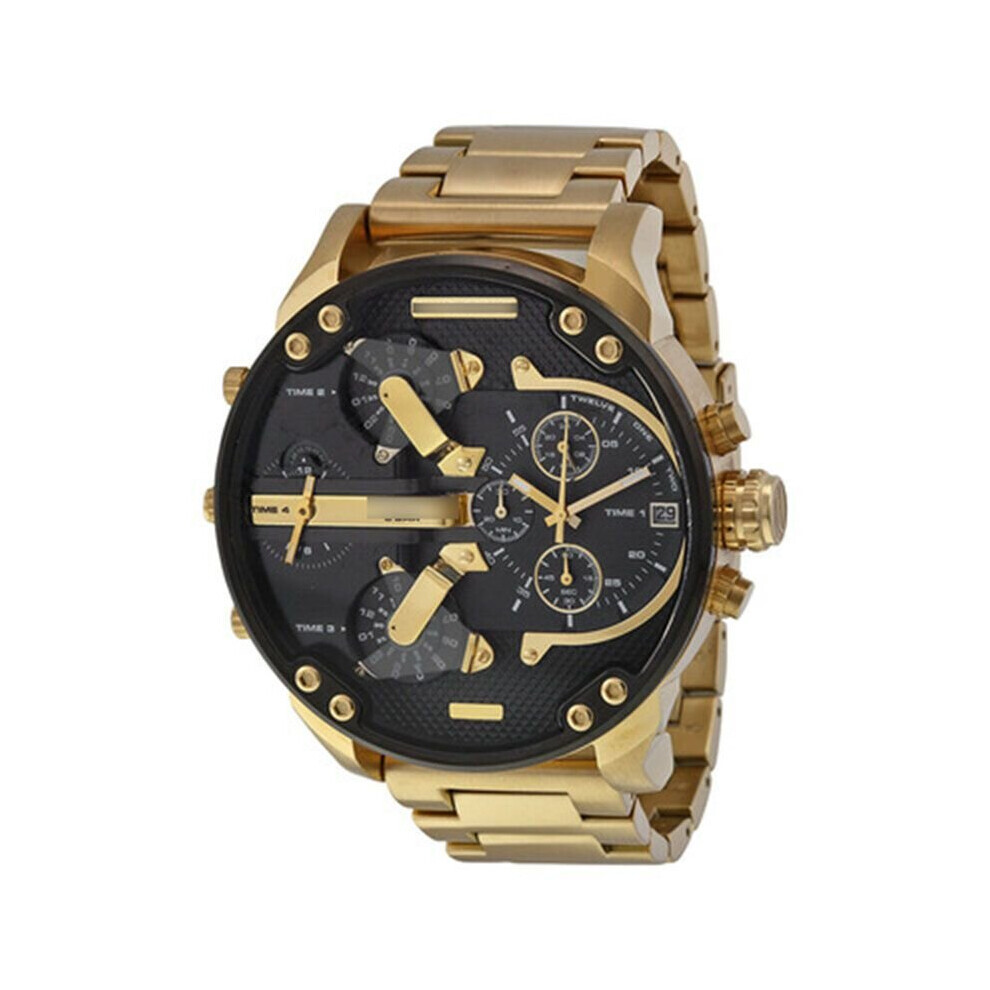 Montre de luxe pour homme (dorée), en alliage, sport, analogique, à quartz, exquise