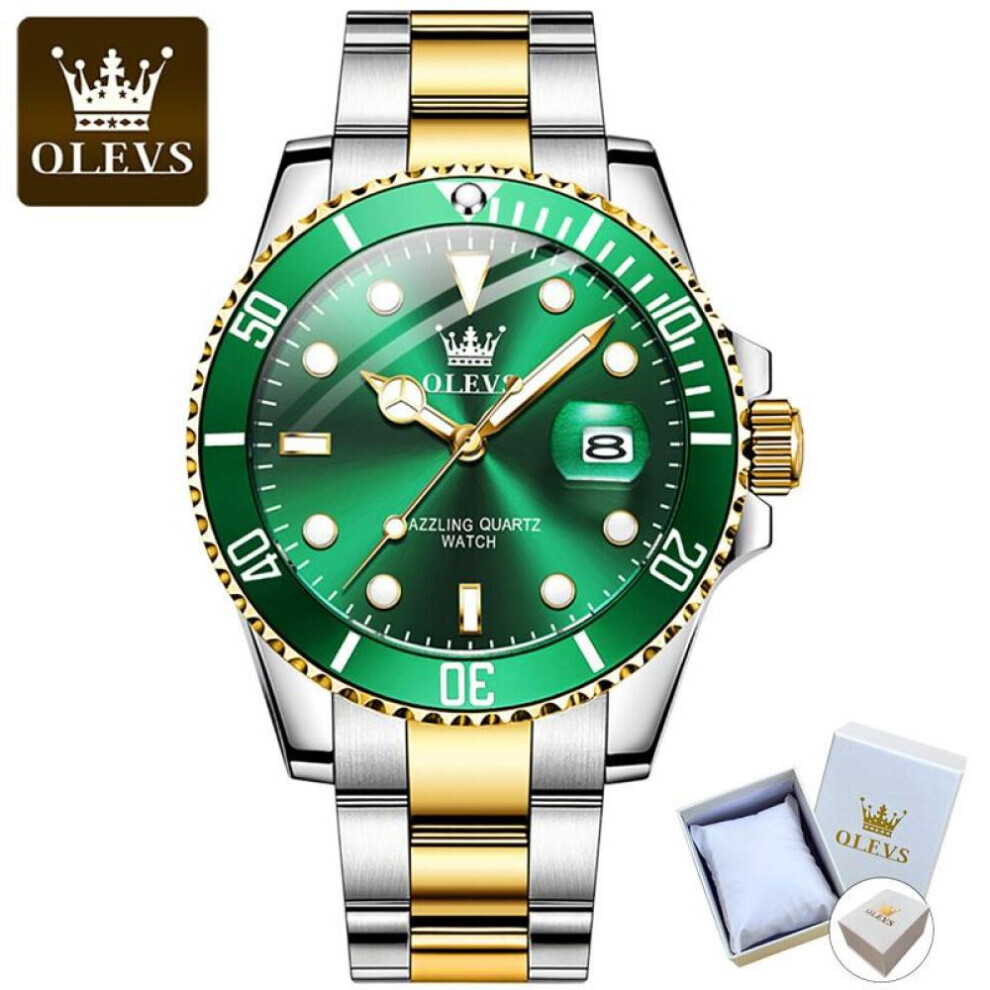 Montre à quartz étanche pour homme (vert or) 5885 avec montre Green Water Ghost
