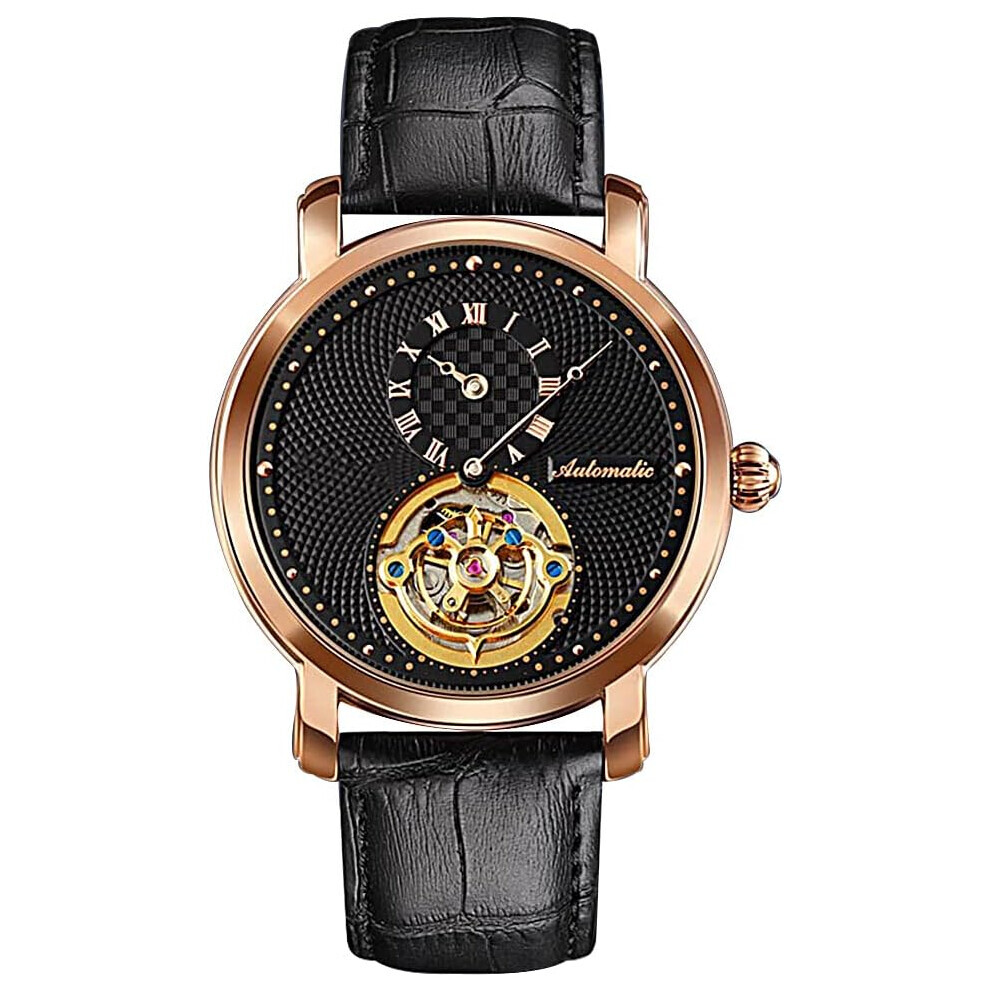Montre mécanique automatique pour homme, étanche, avec fermoir en cuir