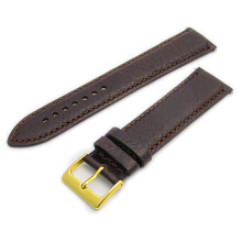 Verona, gepolstertes Uhrenarmband aus Camelong-Leder, 16 mm, Braun mit vergoldeter (goldfarbener) Schnalle