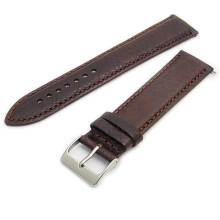Verona, gepolstertes Uhrenarmband aus Camelong-Leder, 22 mm, Braun mit verchromter (silberfarbener)