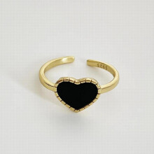 Vintage 925 Herz Achat verstellbare Ringe 18 Karat vergoldet minimalistischen Schmuck Geschenk für Mädchen