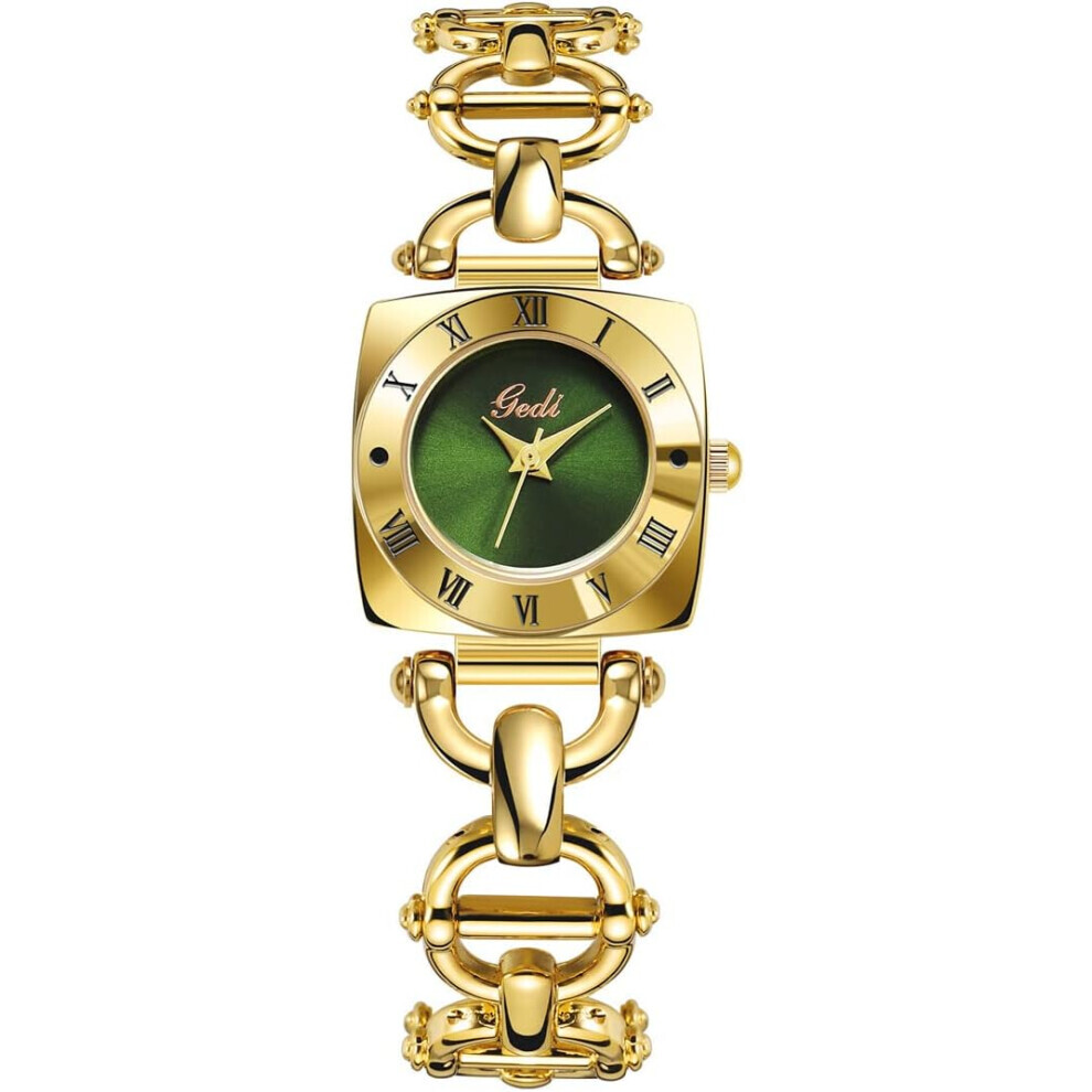 Montre de luxe pour femme, montre à quartz carrée en or, montre à quartz vintage sculptée romantique