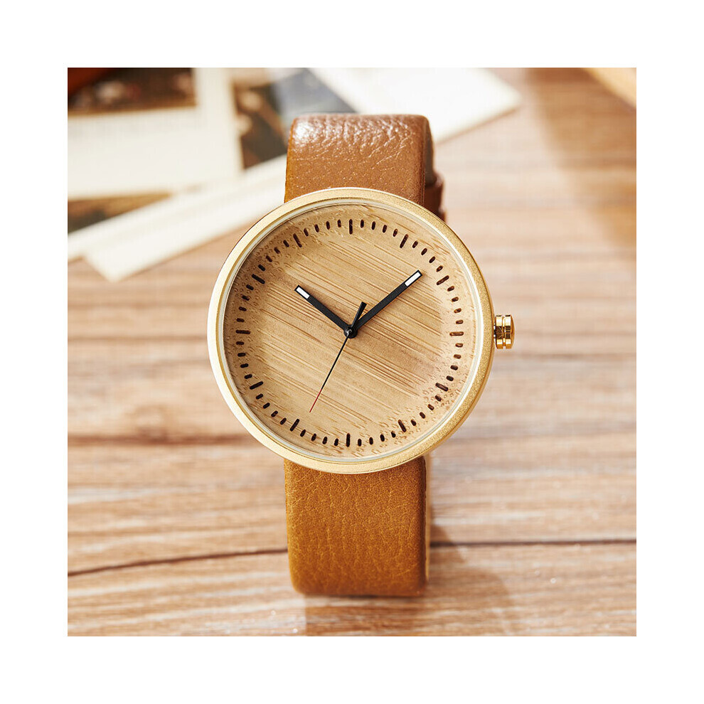 Montre en bois pour femme, petite montre-bracelet en bois, en cuir, unisexe, à quartz, minimaliste