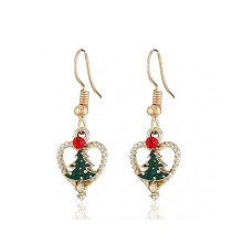 (Rot Grün Gold) Frauen Legierung Weihnachtsbaum Ohrringe Schmuck Zubehör zum Einkaufen
