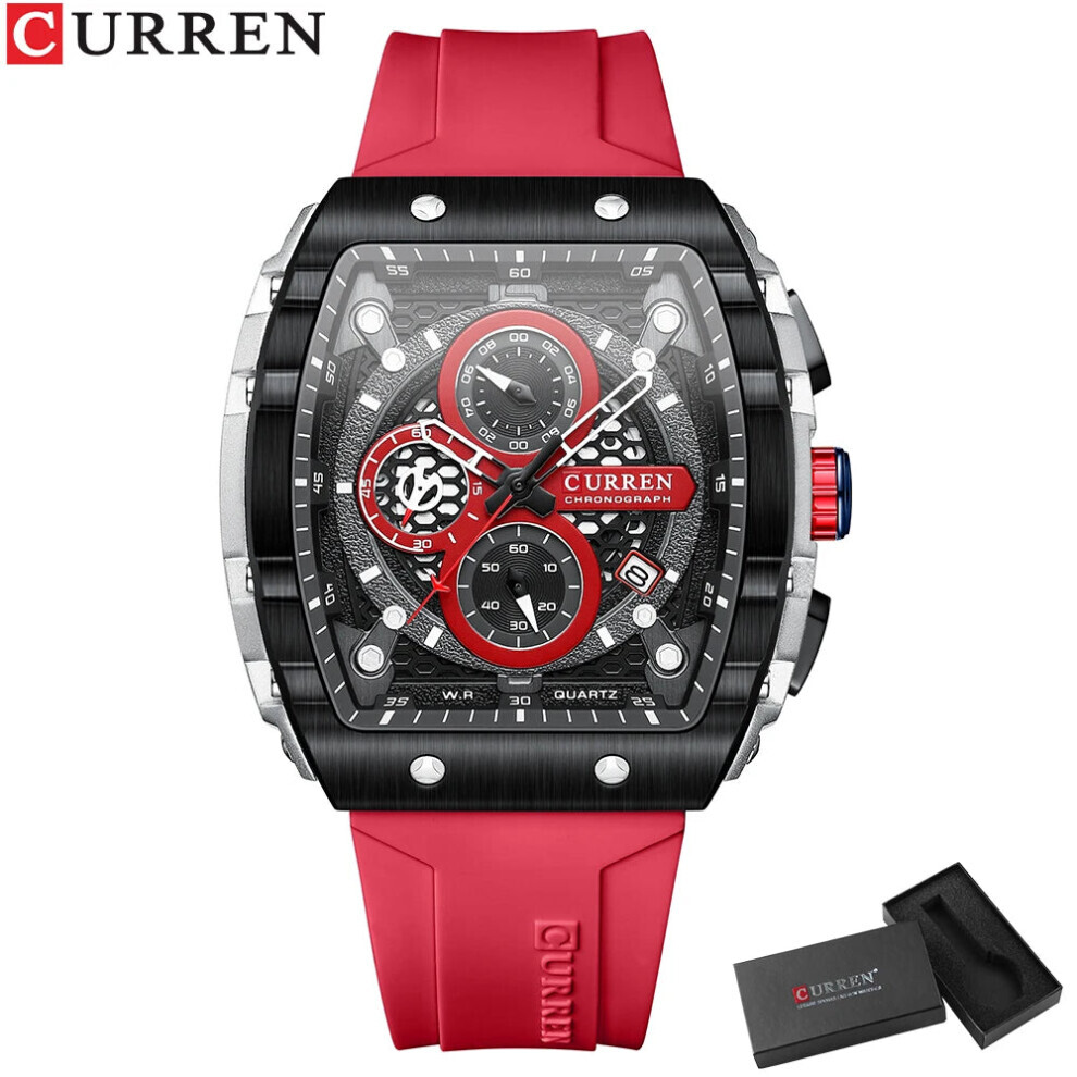 (boîte rouge, ) Montre-bracelet à quartz carrée pour homme Montre étanche
